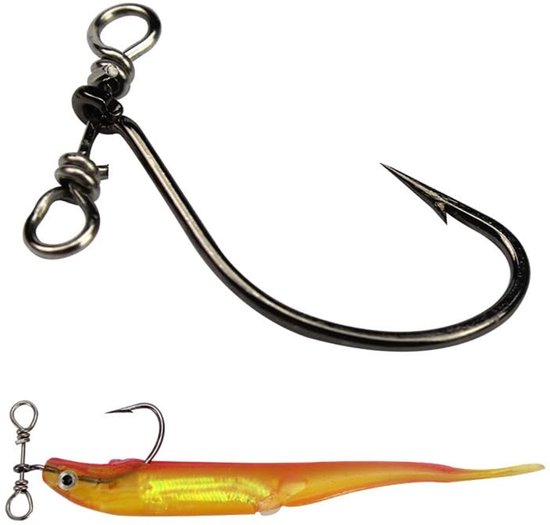 Allecto - Drop Shot Fishing Hooks - 50 Pcs - Inclusief Rig en Swivel - Geschikt voor Snoek en Karper - Perfect voor Meerval - Visgerei - Vissen — afbeelding 4