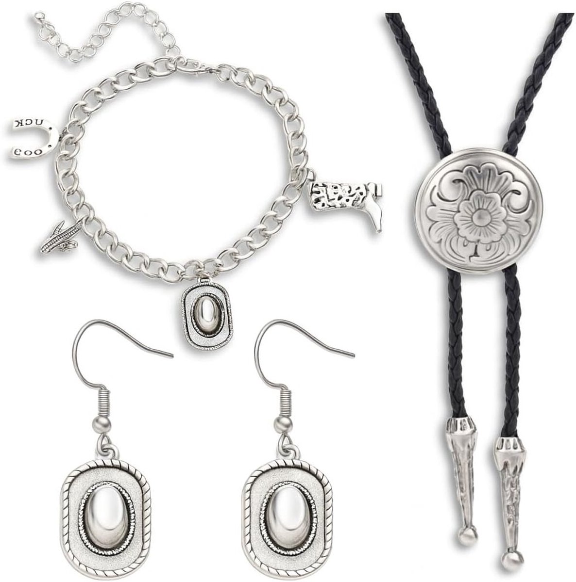 3 stuks cowboykostuum voor dames, Halloween kostuum met stropdas, halsketting en armbanden, cowboyaccessoires en rodeo stijl