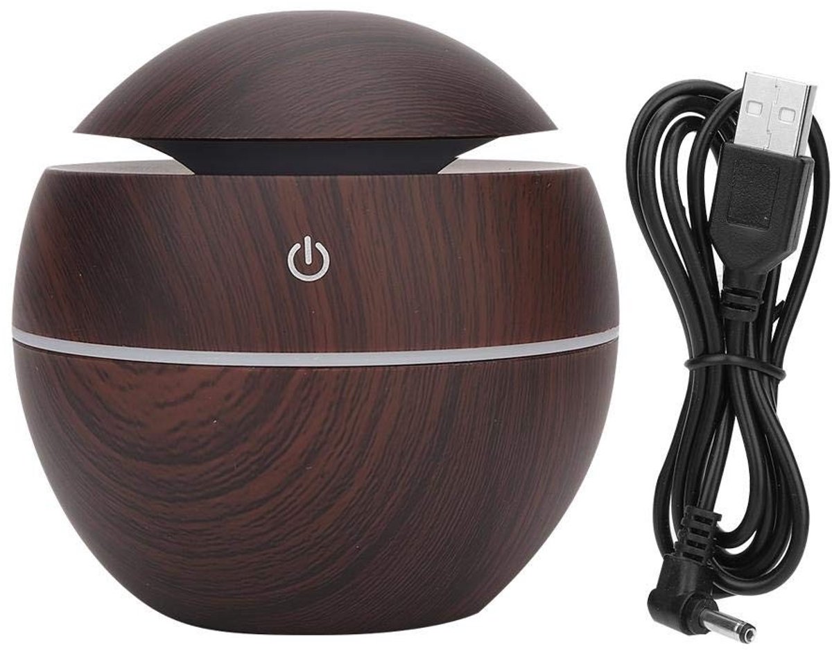 Allecto - Aroma Diffuser - Ronde USB Olieverspreider - Stil Design - Houten Look - Ideaal voor Slaapkamer en Woonkamer - Geschikt voor Aromatherapi...