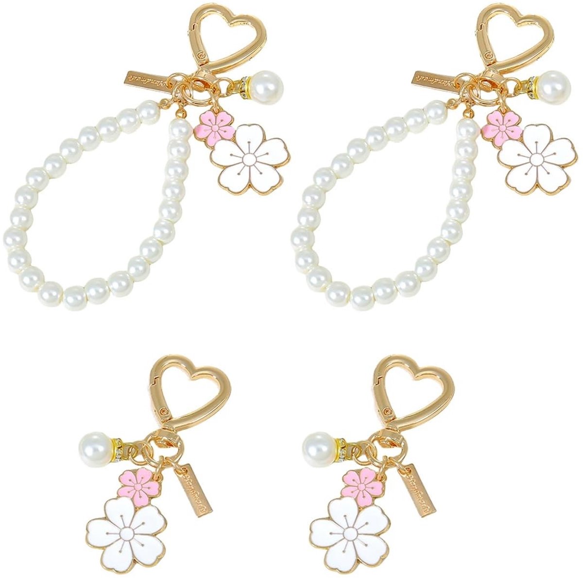 Allecto - Sleutelhangers Set van 4 - Stijlvolle Parelsleutelhangers voor Vrouwen - Handig en Decoratief - Trendy Sleutelhangers - Perfect voor elke..