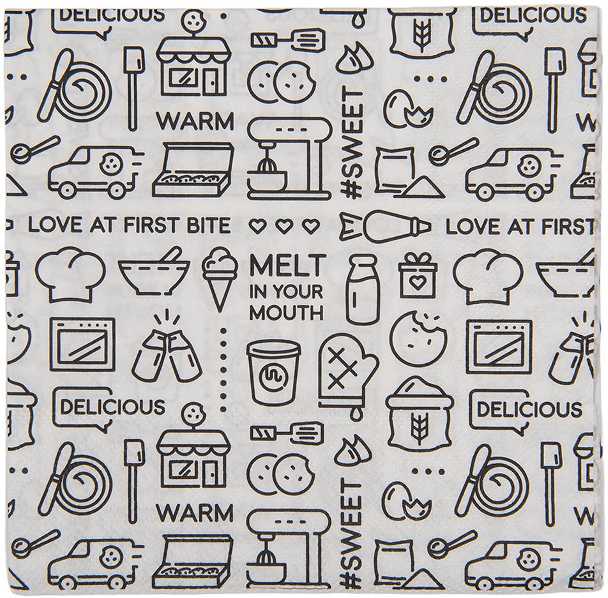 Clayre & Eef Servetten Papier Set van 20 33x33 cm Wit Papier