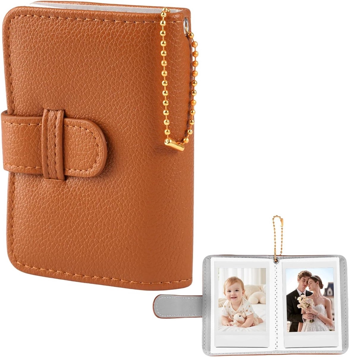 Compact Fotoalbum voor 3 Inch Film, 32 Pocket Fotoboek met PU Leren Kaft, Geschikt voor Instax en Polaroid Foto's, Perfect voor Herinneringen en Cadeaus