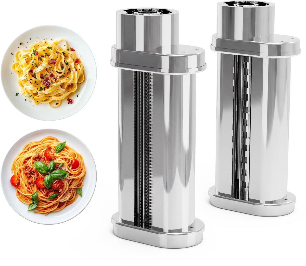 Fentic Set Spaghettisnijder en Fettuccinesnijder - Pasta Maker Geschikt voor Fentic SM-1504P en SM-1504BM - RVS Elektische Pastamachine – Fettuccine Maker - Spaghetti Maker