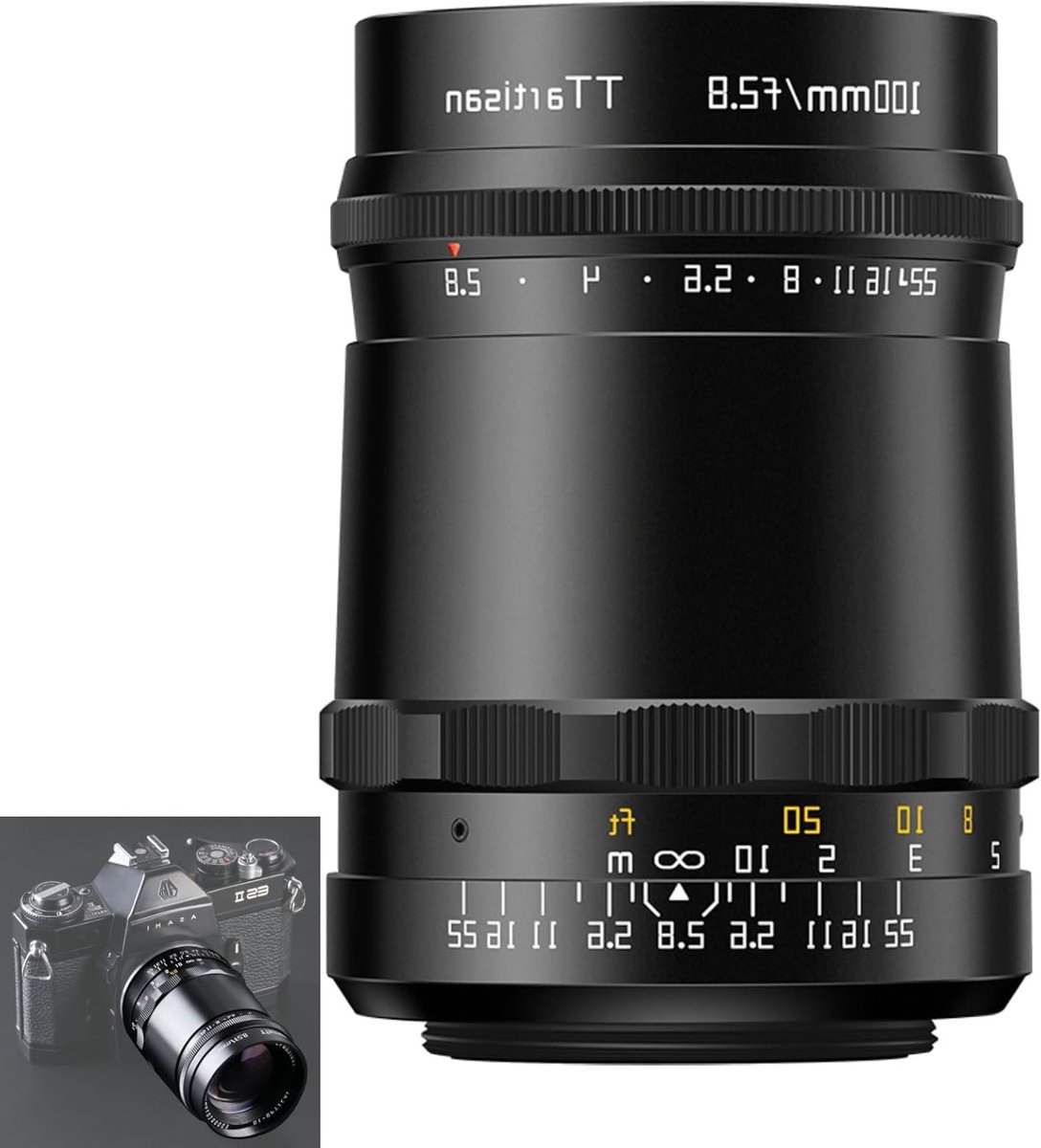 100mm F2.8 M42 lens met Soap Bubble Bokeh effect, geschikt voor M42 camera's en moderne camera's met adapter, ideaal voor portretfotografie.