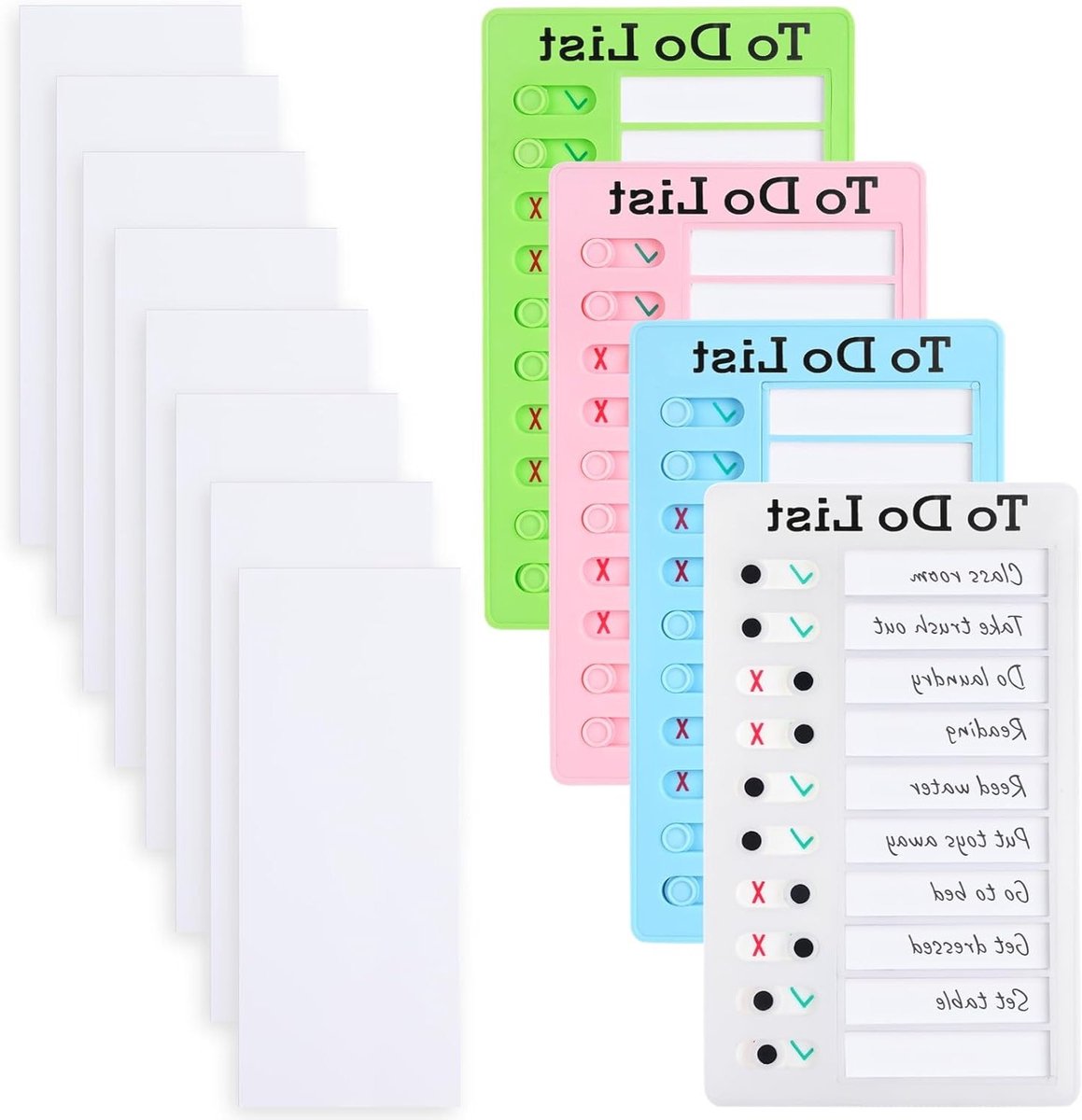 Set van 4 To-Do Lijsten en Checklist Borden, Verplaatsbare Memo Borden voor Efficiënte Planning en Organisatie met 8 Kaarten voor Taken en Activiteiten