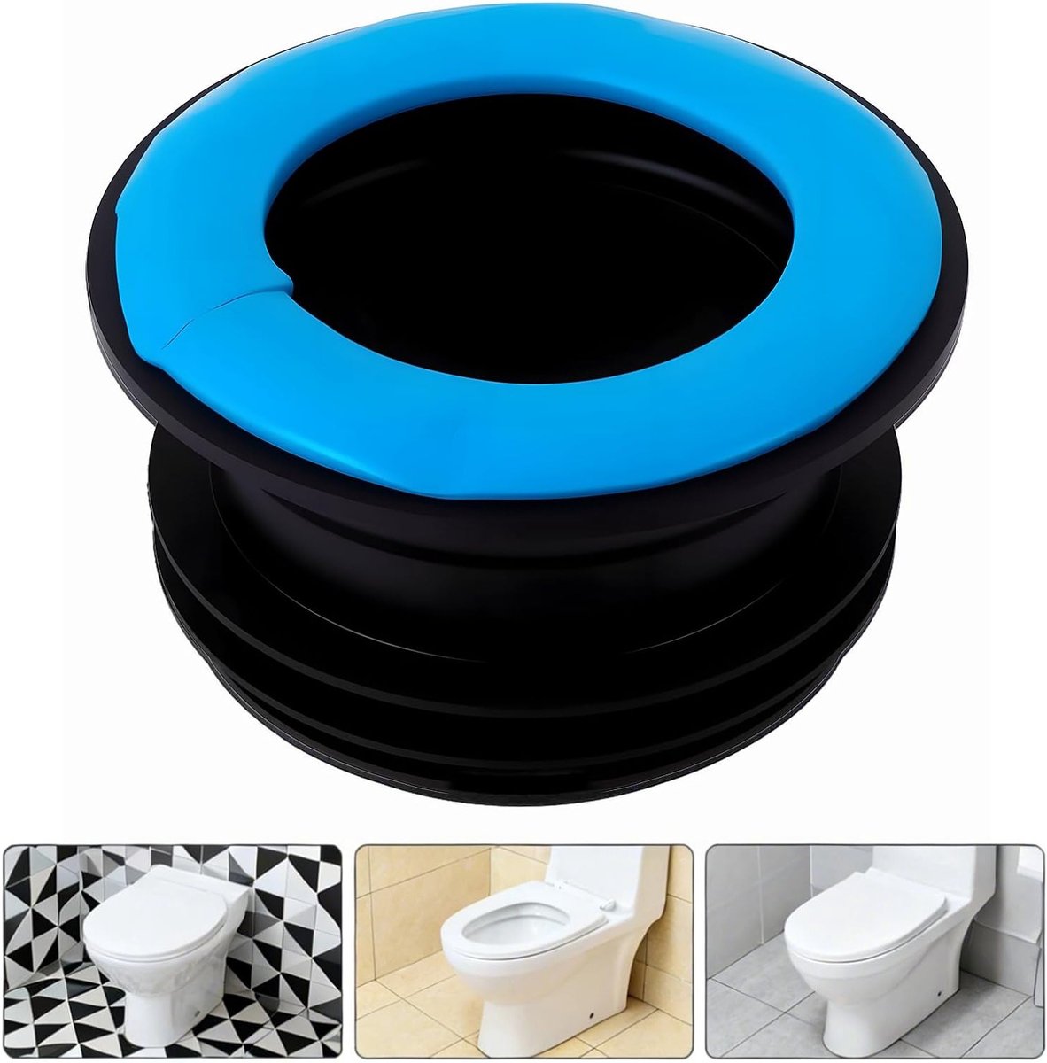 Geurremmende rubberen afdichting voor toiletpot, vervangende toiletrubberen ring en afvoerslang set