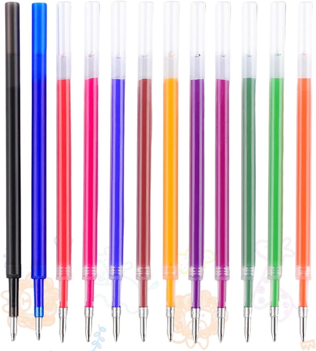 Set van 12 Vervangingen voor Kleurpotloden, Herbruikbare Pen Navullingen, 0.5 mm Punt, Ideaal voor School en Creatieve Projecten (12 Kleuren)