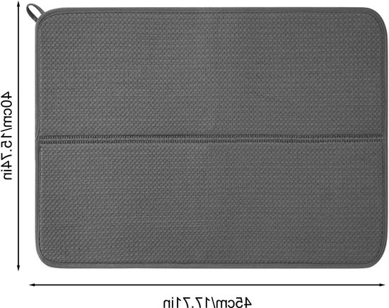 Set van 2 Microvezel Droogmatten, Antislip Warmte-isolatie, Super Absorberend voor Keuken, Bar en Aanrecht, Sneldrogende Drainer Mat 40x45cm (Zwart) — afbeelding 3