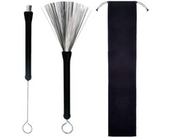 Set van 2 Verstelbare Drumsticks met Borstels voor Muzikanten en Beginners, Ideaal voor Drummen en Geluidbeheer