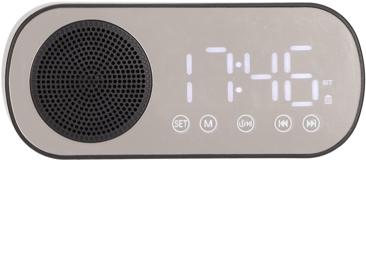 Allecto - Wekkerradio - Draadloze Luidspreker - Groot LED-scherm - Zwart - FM-radio - Ideaal voor Lezen Koken Paardrijden - Minimalistisch Model