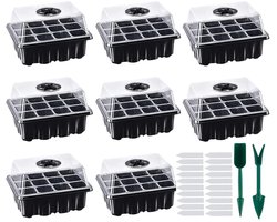 NTHProducts - Indoor Greenhouse - Zaai tray - Duurzaam en robuust - Zwart - Mini propagator - Optimale groei voor zaailingen - Geschikt voor planten - ...