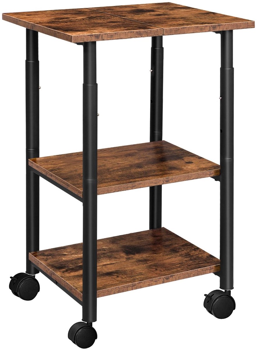 aladdien - Printer Tafel - Printer Trolley - Hoogte Verstelbaar - 48.5 x 40 x 67 cm - Multifunctioneel - Geschikt voor Kantoor en Thuis