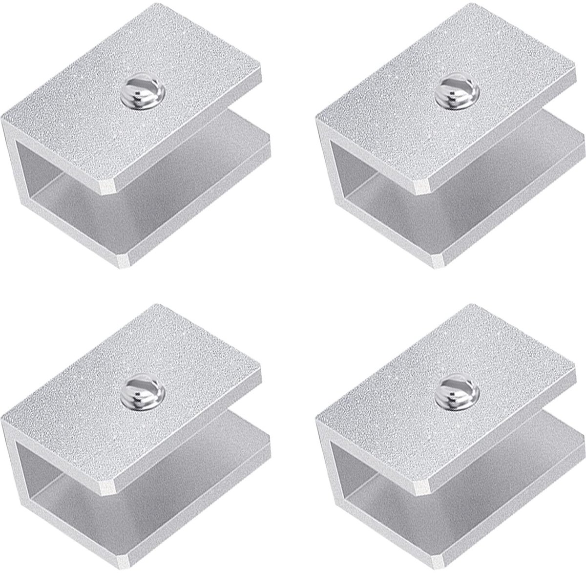 Allecto - Glasclip - Verstelbaar - Aluminium - Modern - Wandbevestiging - Geschikt voor 6-12mm Glas - 4 Stuks