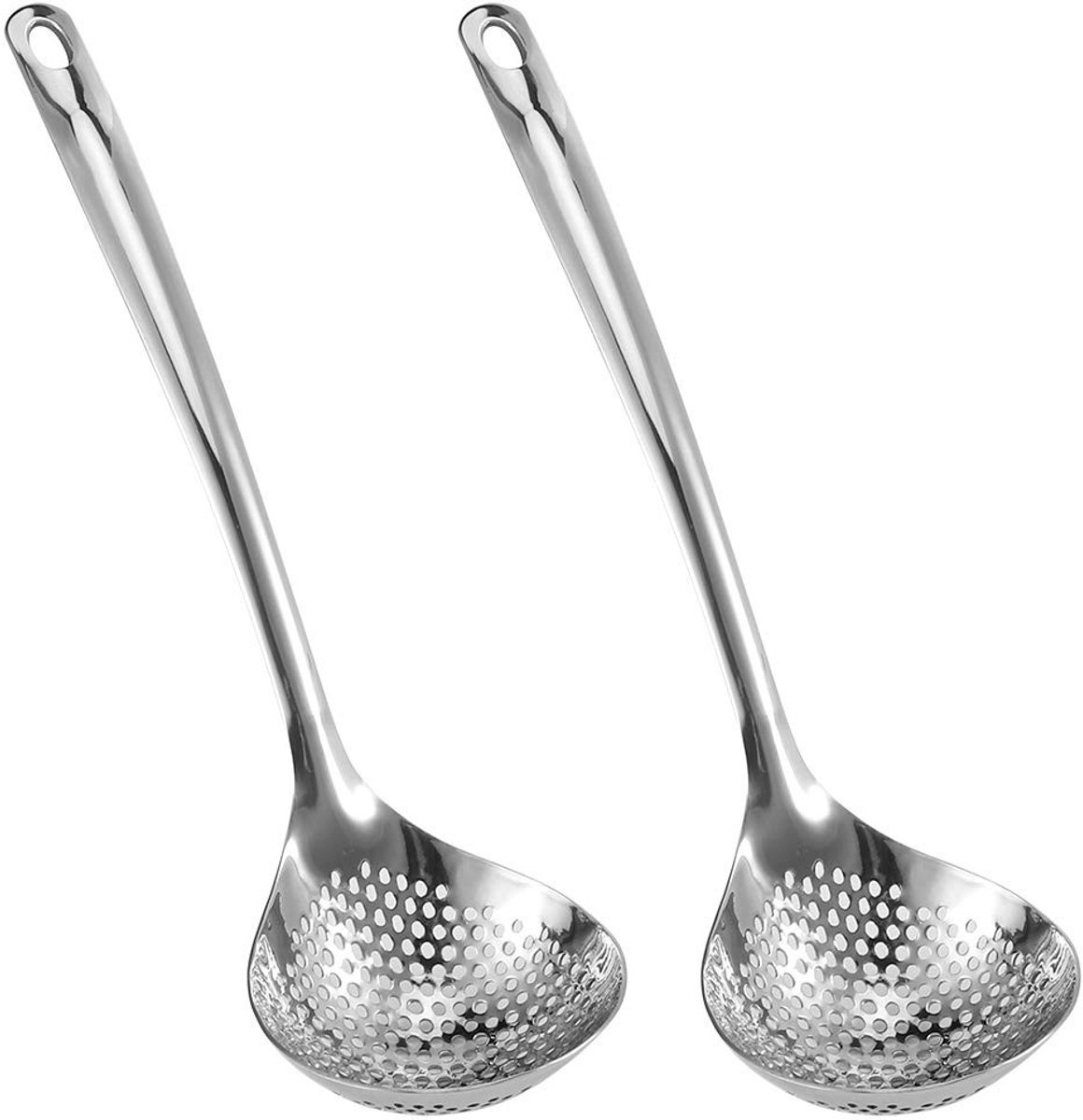 Tomotato 2PCS RVS Skimmer Lepel - 12 Inch Geperforeerde Lepel voor Koken en Frituren