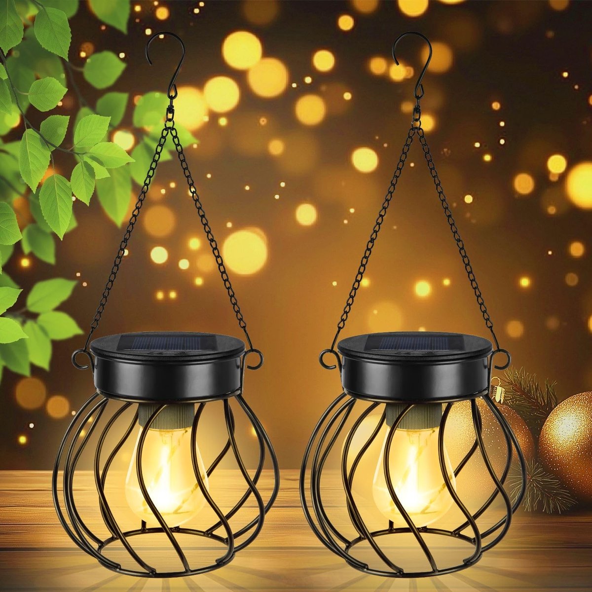 ONF3 - Flintronic Lantaarn op zonne-energie - Waterdichte tuinlantaarn - Vintage hanglamp 