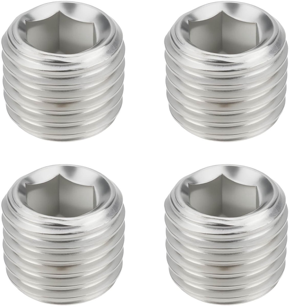 Dailygoods - Set van 4 Stuks 1/16 NPT Hex Plug Roestvrij Staal