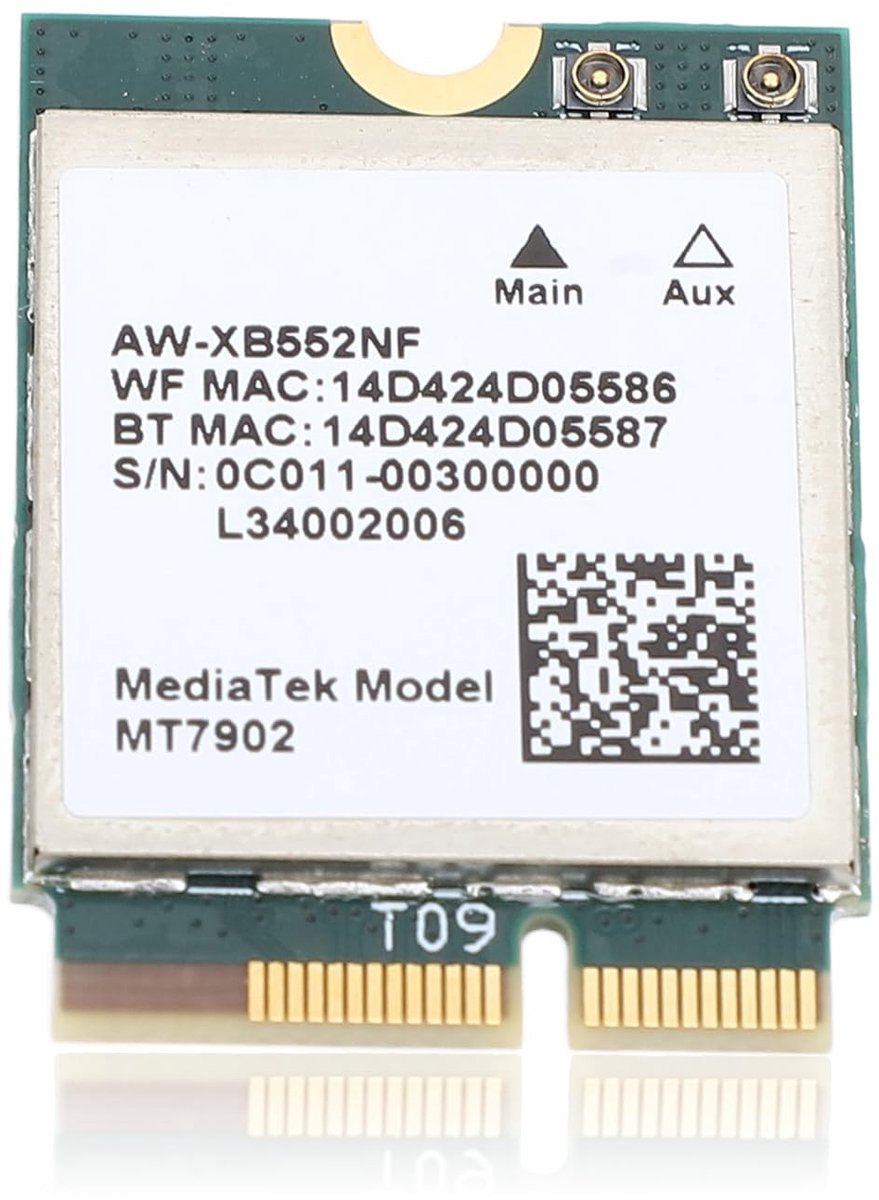 Allecto - MT7902 WiFi 6E Draadloze Netwerkkaart - 2400 Mbps Snelheid - Bluetooth 5.2 Ondersteuning - Tri-band 2,4 GHz 5 GHz 6 GHz - Geschikt voor W...