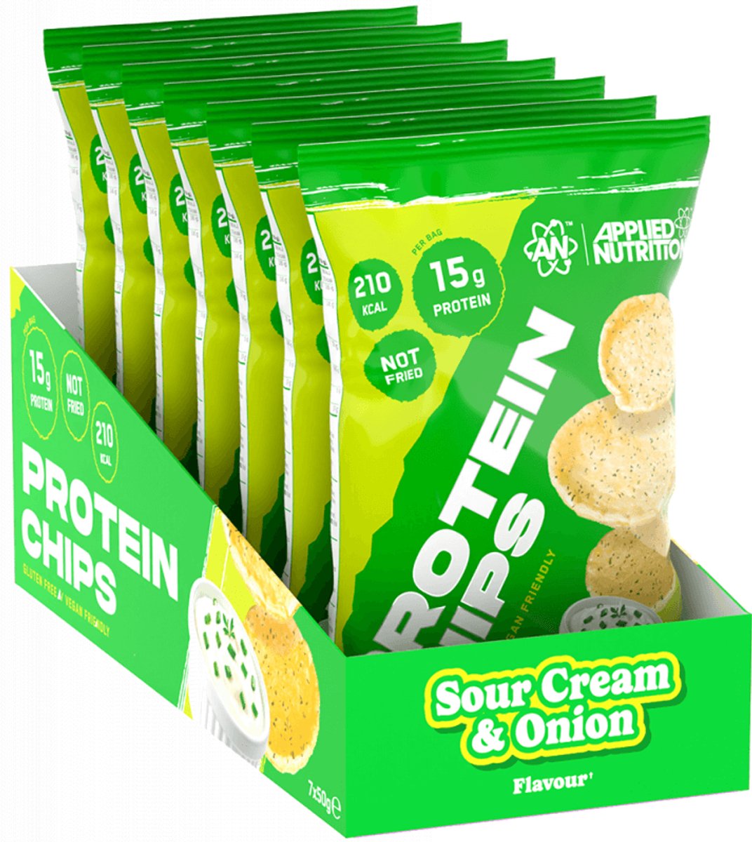 Applied Nutrition Protein Chips (7x50g) Sour Cream & Onion - Functionele voeding - Eiwit Snacks