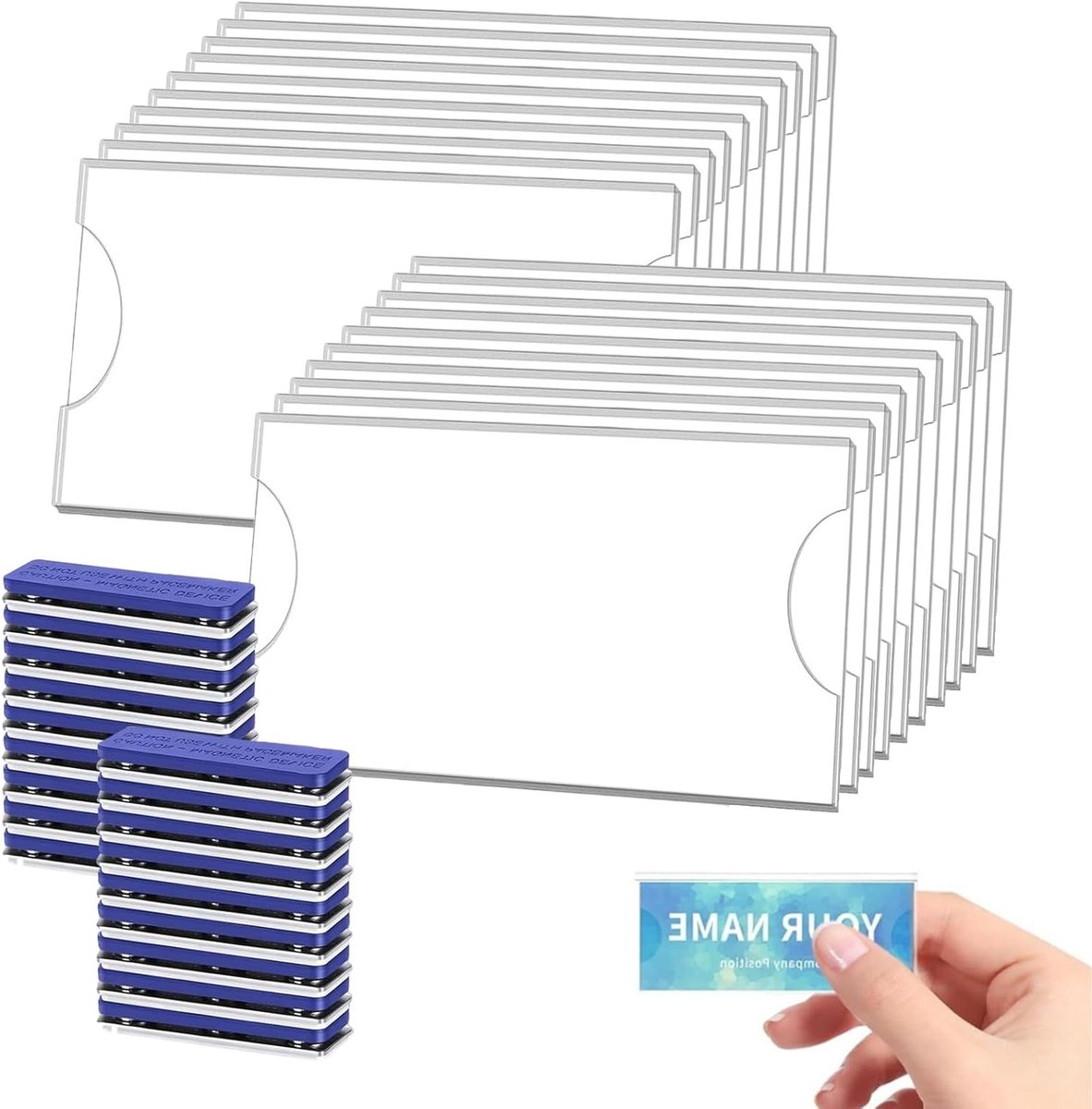 Magnetische naambordjes voor kleding, 20 stuks, 90 x 56 mm, ideaal voor kantoren, scholen en evenementen