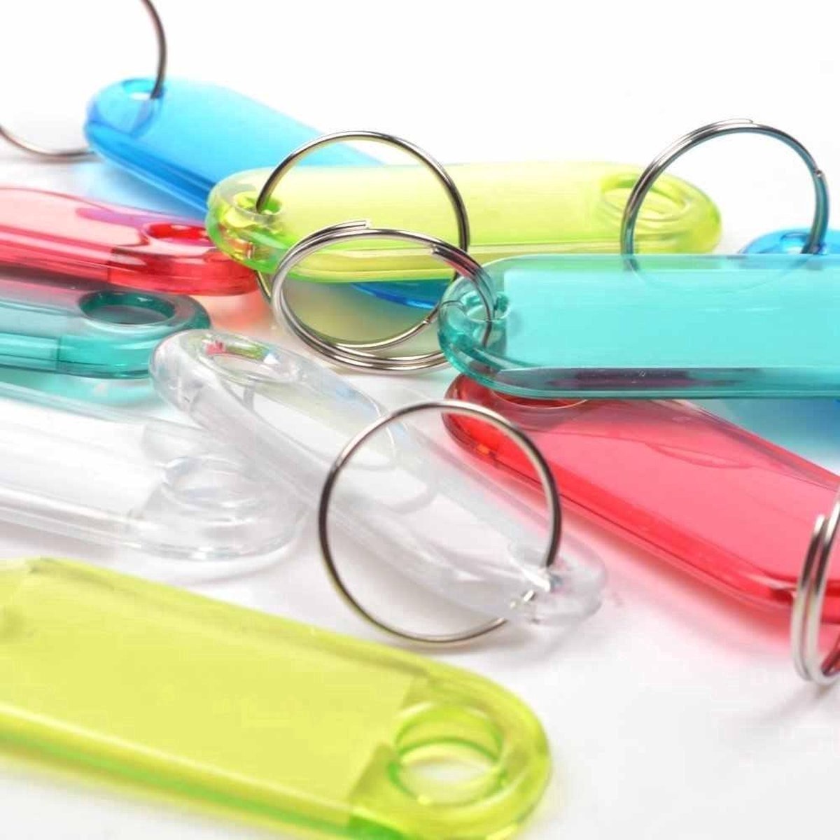 Borvat® Sleutellabels 100 Stuks - Sleutelhangers met Label - Sleutels Organiseren - Verschillende Kleuren - Openklapbaar