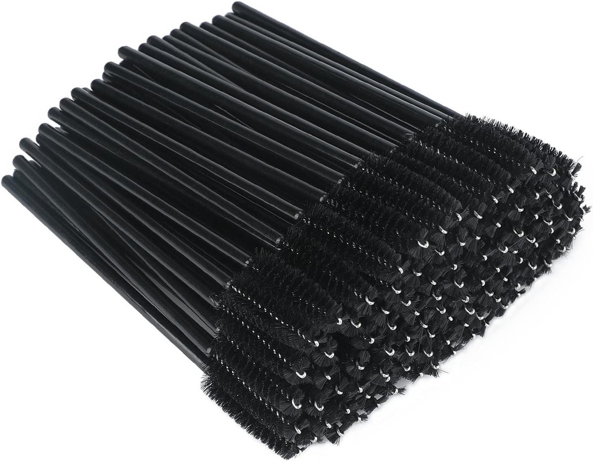 Eyelash Brushes en Combs Set voor Perfecte Wimpers en Wenkbrauwen, 100 Stuks Zwart, Ideaal voor Oogmake-up