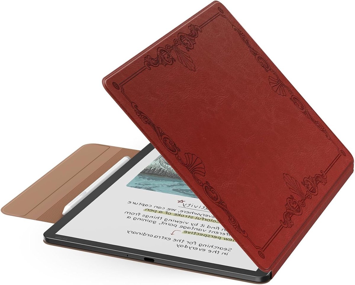 Slim Folio Premium PU Leren Hoes voor 11" Kindle Scribe 2025 - Magnetische Case met Pen Clasp en Auto Sleep/Wake, Vintage Stijl en Bescherming tegen Krassen