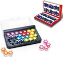 IQ Stars spel met gekleurde sterren in een doosje en een boekje met opdrachten. Losse sterren liggen naast het spel.