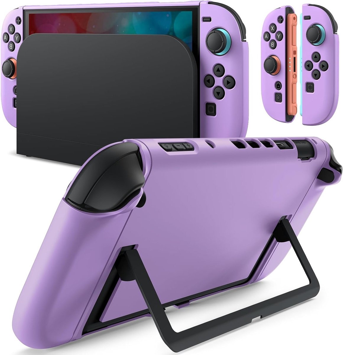 Slim Dockable Case voor Nintendo Switch 2 (2025) - Zachte TPU Grip, Matte PC Achterkant, Krasbestendig en Verwijderbare Joy-Con Bescherming in Lichtpaars
