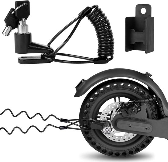 Schijfremslot - Remschijfslot Met Reminder Kabel En Houder - Fiets Slot - Elektrische Step Slot - Motorslot - Scooterslot - Slot - Elektrische Step Accessoires - Voor E-Bike / Motor / Scooter / Elektrische Step / Fiets - Anti-Diefstal - Zwart — afbeelding 3