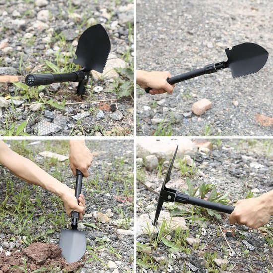 Dailygoods- Vouwspade Premium - Veldspade - Inklapbaar - Hoogwaardig Gelegeerd Staal - Multifunctioneel - Inclusief Kompas - Schep van Dailygoods — afbeelding 2