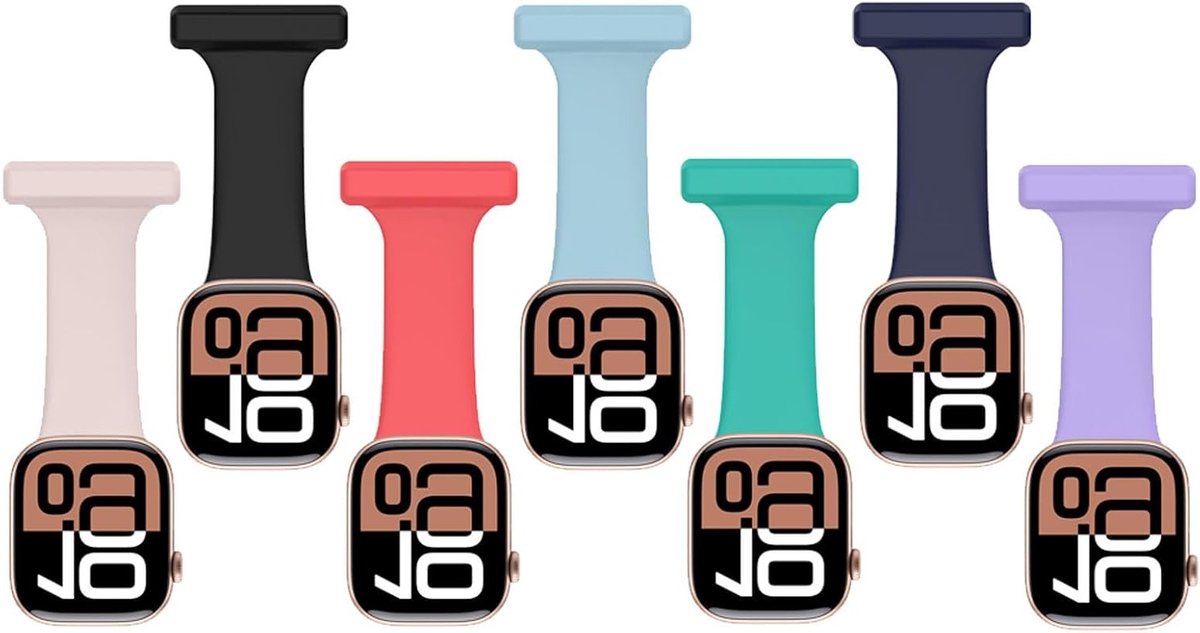 Zachte siliconen horlogebroche met vervangbare band voor Apple Watch, 7-delige set voor 38mm tot 49mm