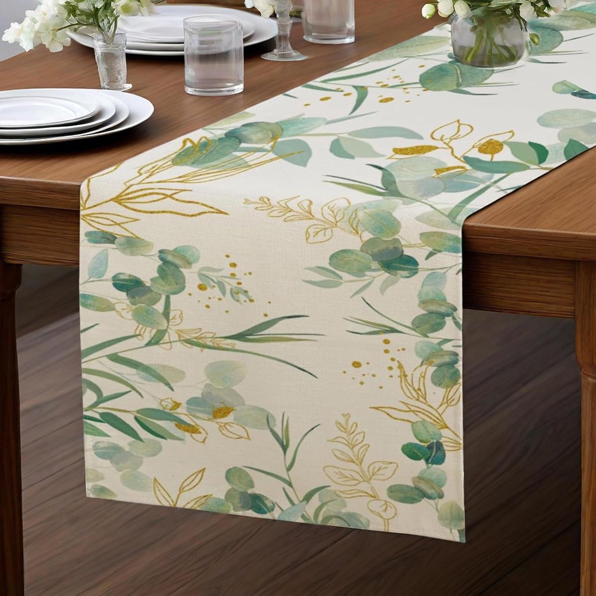 Tafellinnen - Mode Eucalyptus Groen - Lente Zomer Decoratieve Placemats - Keukentafels Bruiloften - 33 x 183 cm