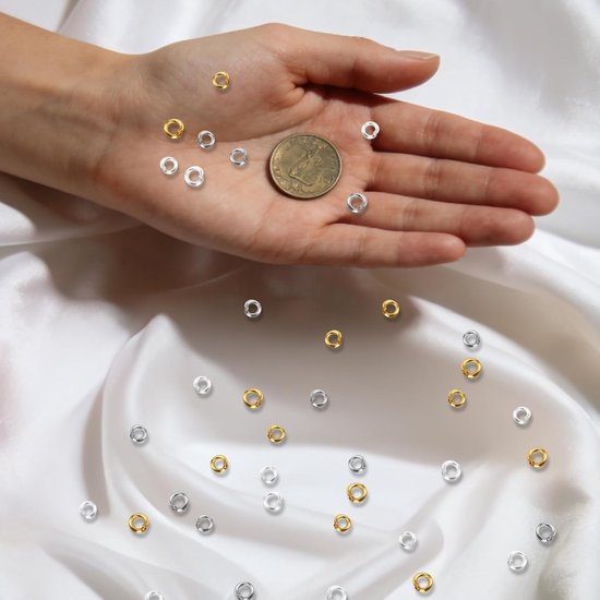 30 Stuks Open Einde Splitringen voor Sieraden Maken, 18K Goud en Zilver, Ideaal voor Armbanden en Ringen, Hoogwaardige Koperbasis, Diverse Maten 5mm en 7.5mm van Merkloos — afbeelding 4