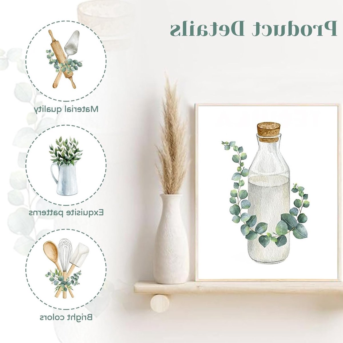 Set van 4 Botanische Posters voor Keuken en Eetkamer - Minimalistische Wanddecoratie, 20x25cm, Boho Stijl, Kunstdrukken voor Modern Interieur — cadeau in Wonen & Interieur - foto 2