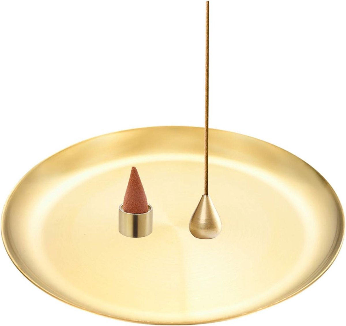 Grote RVS Wierookhouder met Messing Wierookstokhouders - Wierookbrander en Asopvangschotel voor Yoga en Thuisdecoratie - 17 cm (3 stuks)