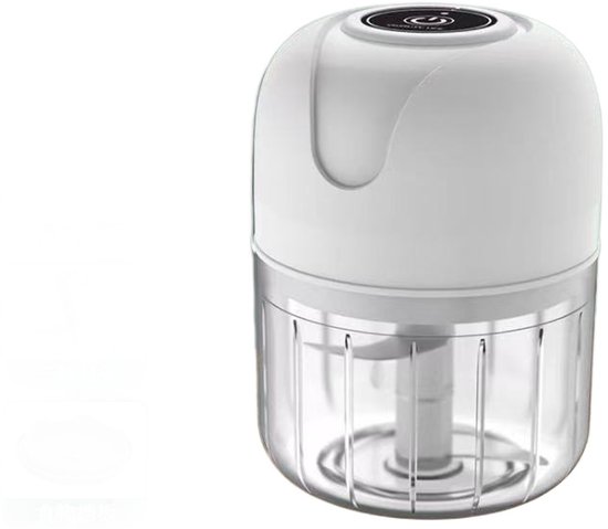Elektrische groentesnijder, mini-knoflookhakker, geschikt voor het hakken van knoflook, groenten en fruit. Capaciteit knoflookhakker: 250 ml.