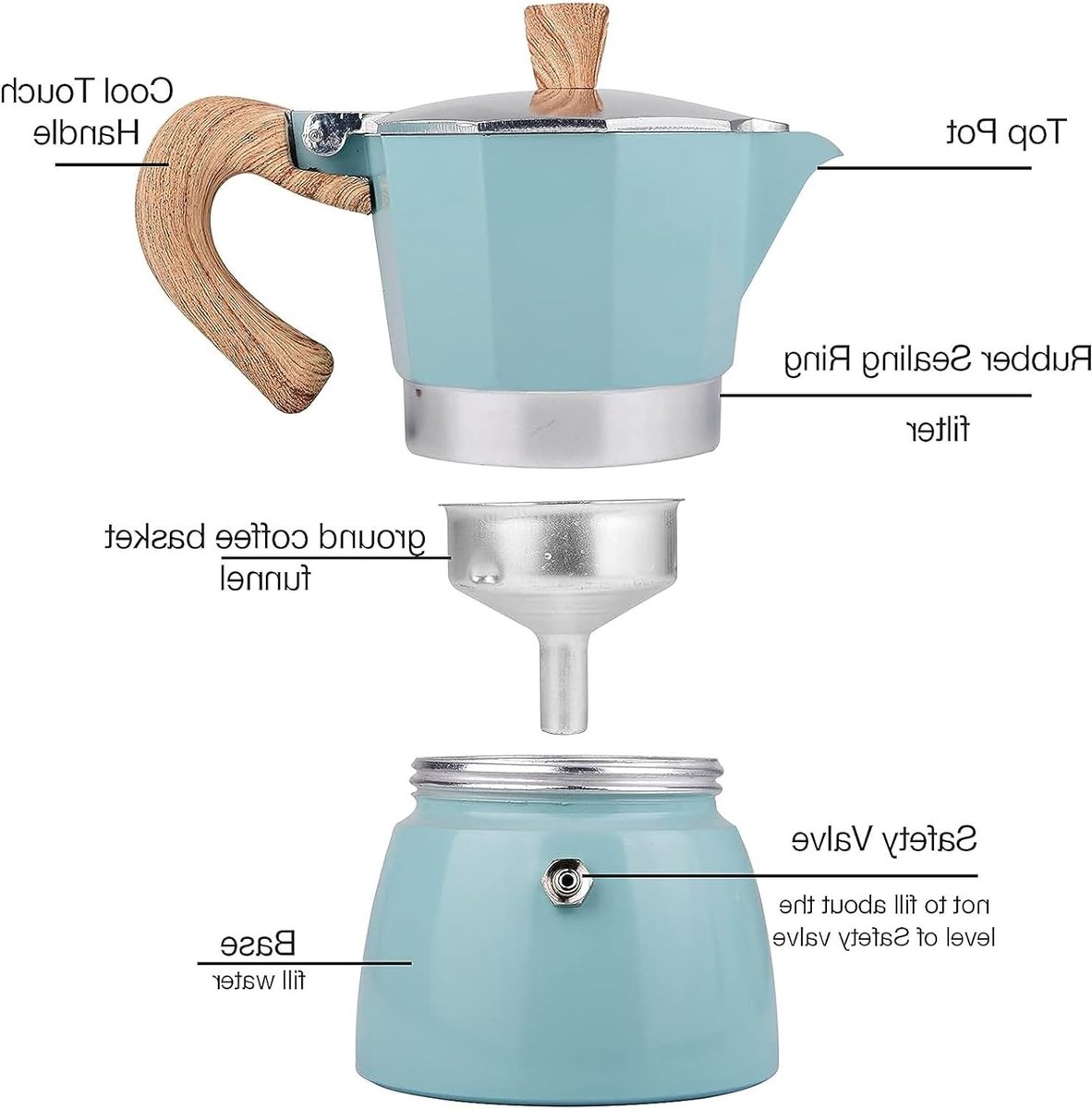 Espresso Maker voor 6 Kopjes - 10oz Handmatige Moka Pot voor