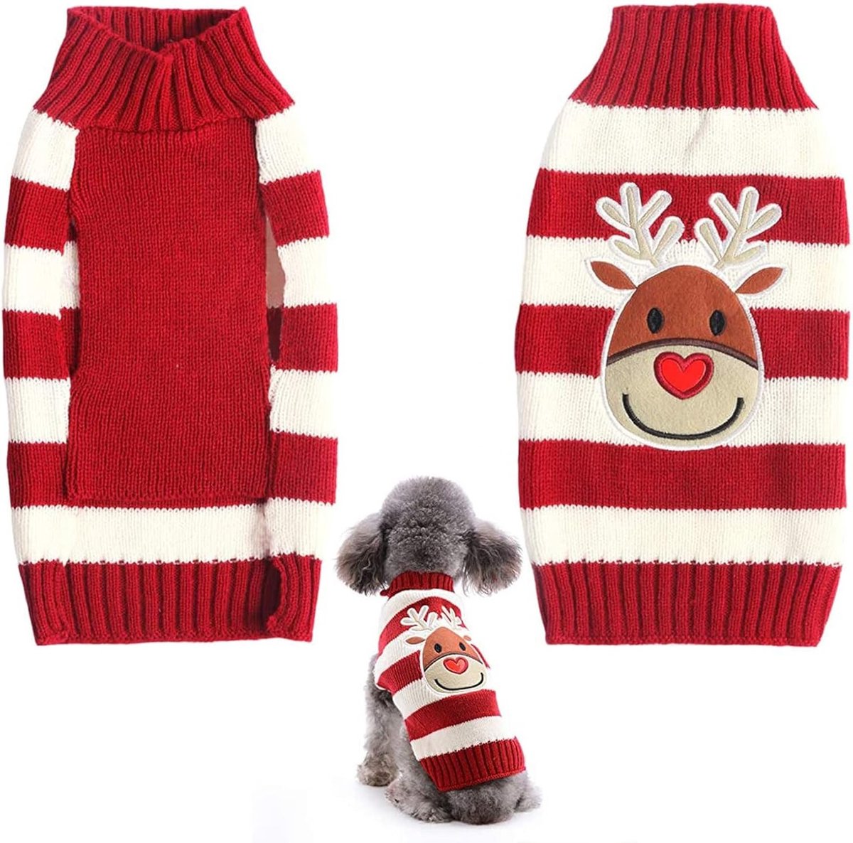 Kersttruien voor Honden met Col, Warm Gebreid Patroon, Ideaal voor Kleine en Middelgrote Honden, Winterse Hondenkleding en Kostuums