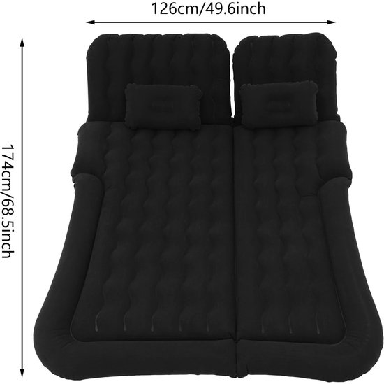 Cellista Auto Luchtbed SUV - Opblaasbaar Reisbed Achterbank - Camping Matras - 300 kg Draagvermogen - 174x126 cm - 12V Pomp - Flocking van Merkloos — afbeelding 2