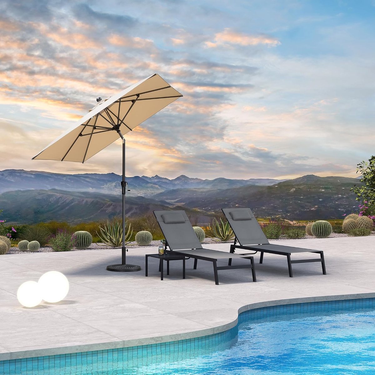 Tuinparasol 200x200 cm Rond Kantelbaar met Zwenkfunctie UV-Bescherming Aluminium Beige – Nicolehome