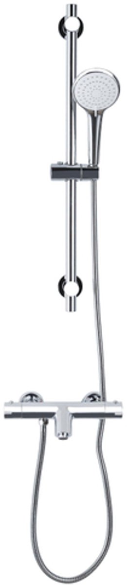 Adema Sparkle 2.0 Badset - thermostatische badkraan - 70cm glijstang - ronde handdouche - metalen doucheslang - chroom