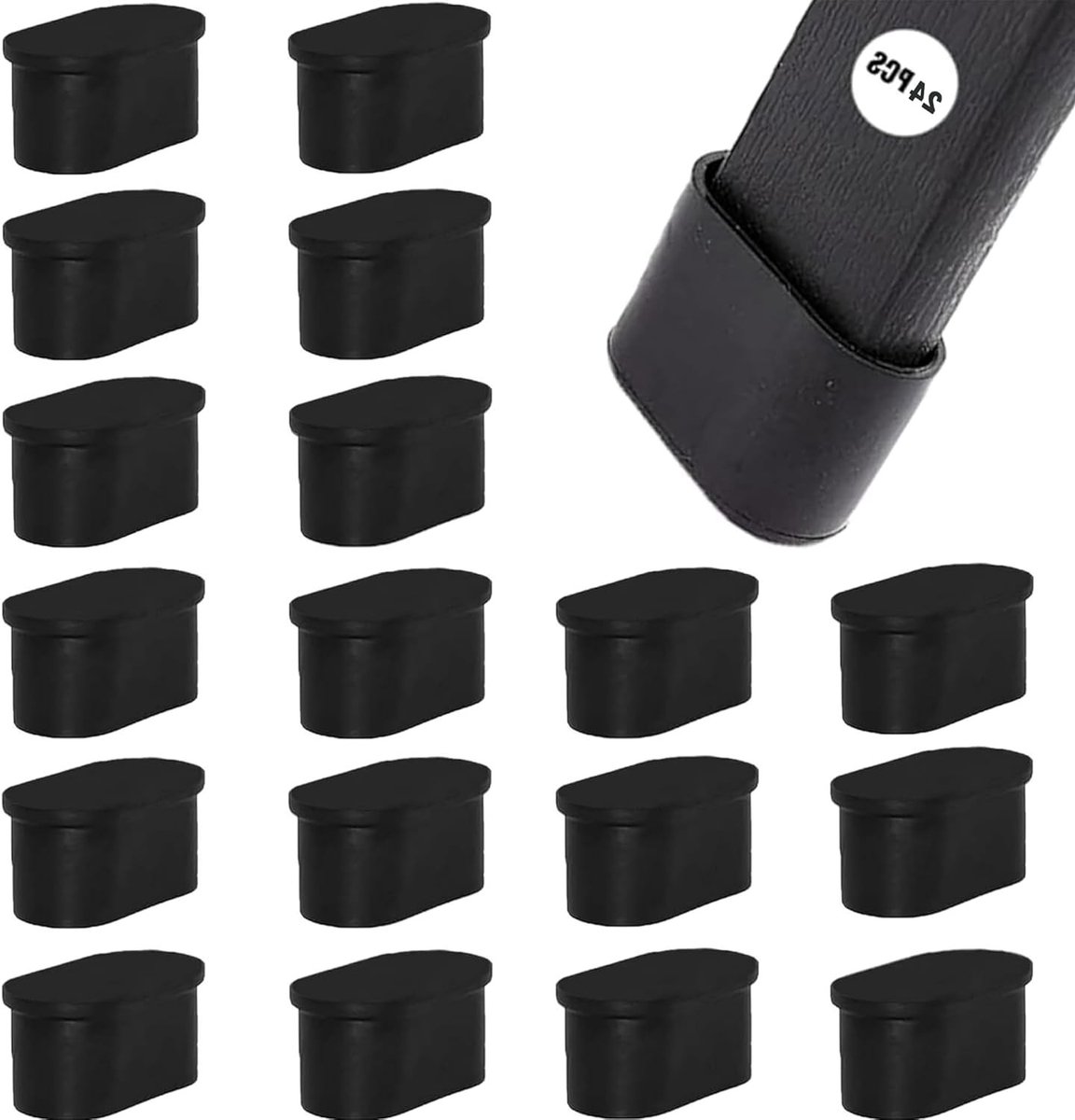 24 Stuks Stoelpoot Beschermers, Rubber Kappen voor Meubels, Antislip en Geluiddemping voor