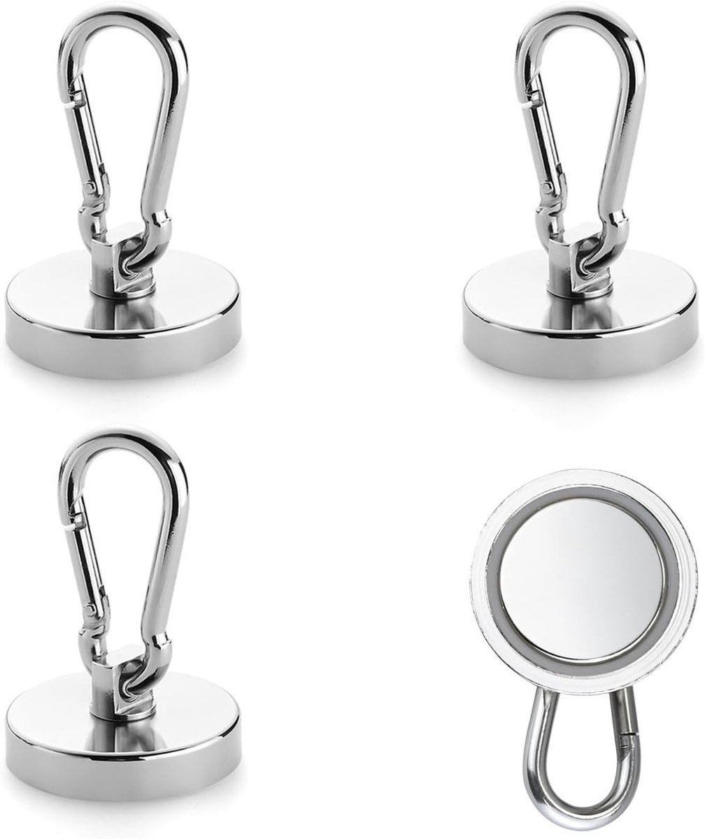Krachtige Neodymium Magnetische Haken 32 mm - 360° Draaibare Haken met 36 kg Trekvermogen voor Keuken en Koelkast - Set van 4 Haken