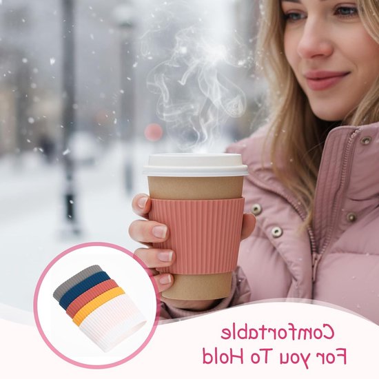 Herbruikbare siliconen koffiekop sleeves - 6 stuks, hittebestendige beschermhoezen voor glazen flessen, ideaal voor koude dranken en onderweg — afbeelding 2