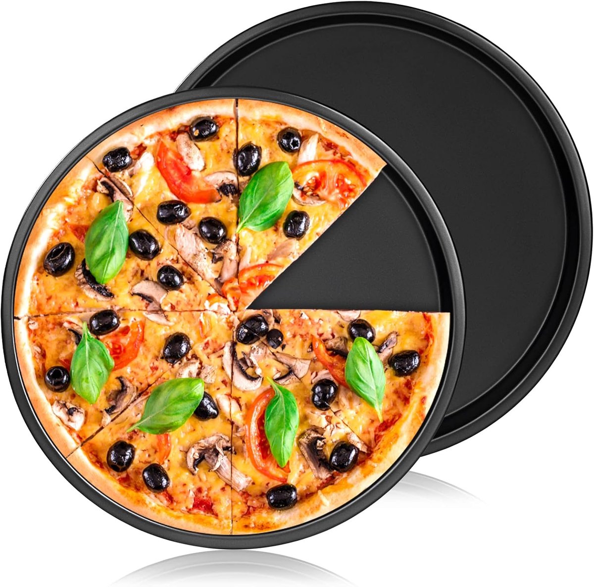 Allecta - Ronde pizzavorm 22 cm diameter koolstofstaal antiaanbaklaag - 2 stuks