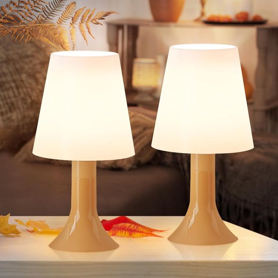 Glitzerlife - Tafellampen Tafellamp - 2 stuks - E14 Bedlampje met snoer - Moderne design lamp - Leeslamp slaapkamer - Ø13x24,5 cm - Kaki