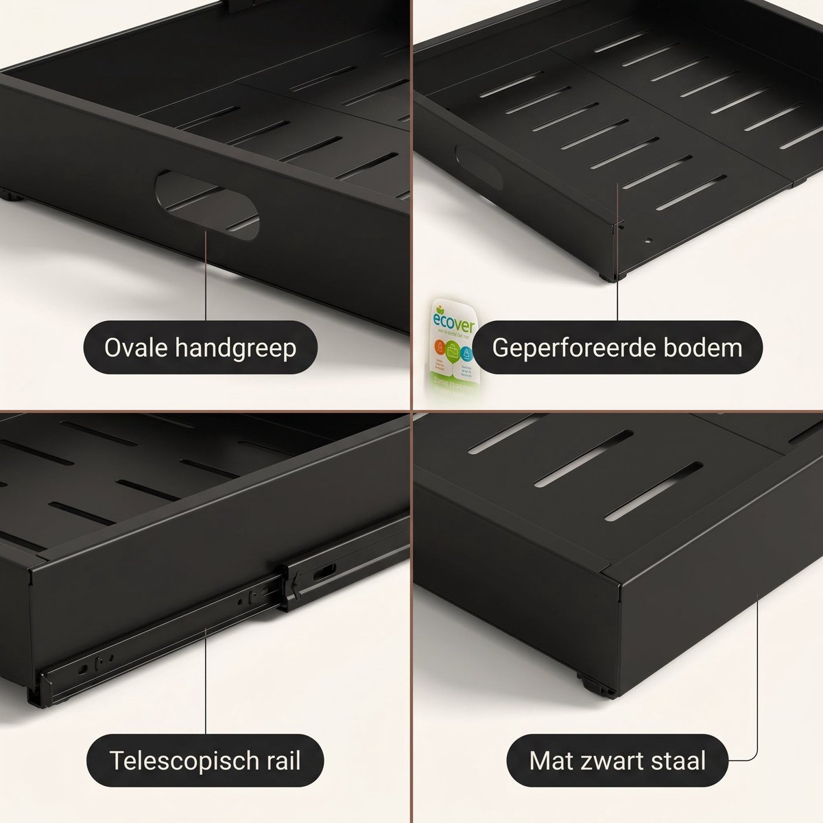 Cheqo® Schuiflade Keukenkast - Keukenkast Organizer - Uittrekbare Lade - Verstelbaar en Telescopisch - Gootsteenkast Organizer - Binnenlade Keuken - Keukenlade - Kast Organizer met Uitschuifbare Lade - Zonder Boren - Aanrecht en Lade Organizer — cadeau in Cadeau-ideeën - foto 3