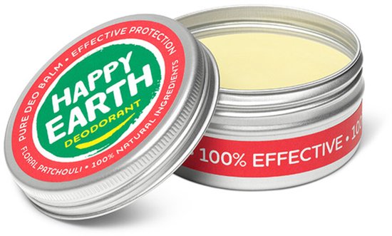 Open zilverkleurig blikje met gele deo balsem. Rode band met '100% EFFECTIVE'.