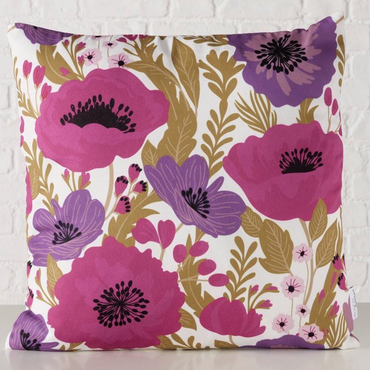 Boltze - Sierkussen - Kussen - Bloemen - Paars - Fuchsia - 45x45cm - Bloemenprint