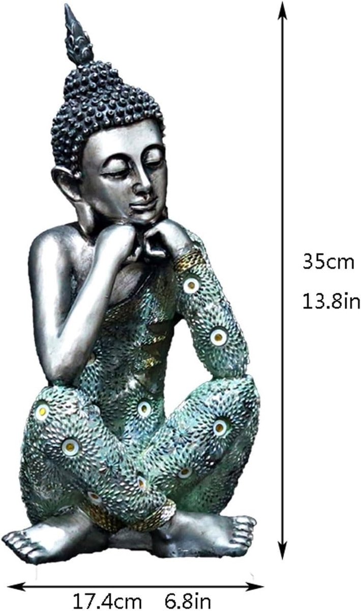Boeddha Standbeeld - Zittend Boeddha Beeldje - Meditatie Decoratie - Gemaakt van Hars - 174x15x35cm - Niet gespecificeerd — afbeelding 5